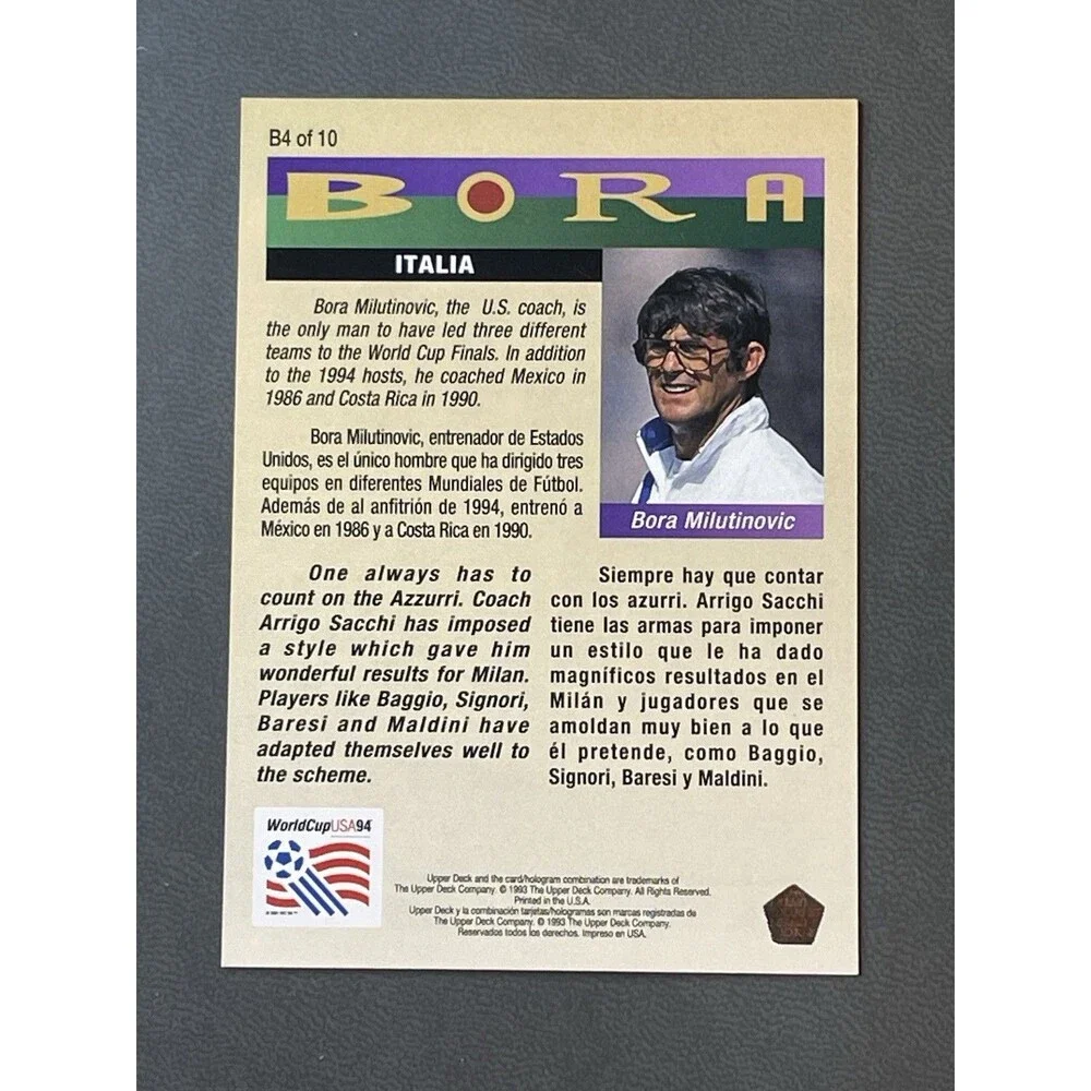1993-94 Upper Deck World Cup 94 USA Bora Insert Complete Set 1-10 Milutinovic